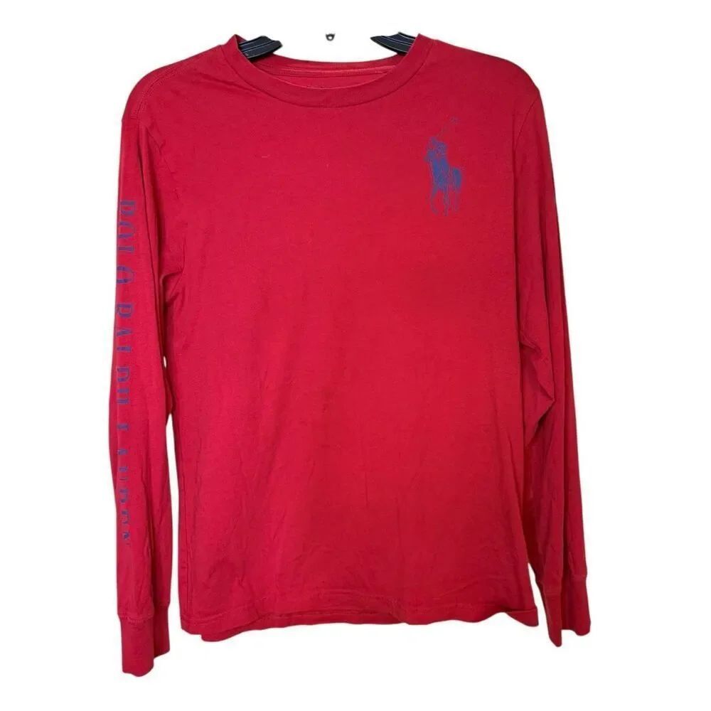 Polo Ralph Lauren Big Pony Boys L (14-16) Red Long Sleeve Cotton Crew Neck Tee